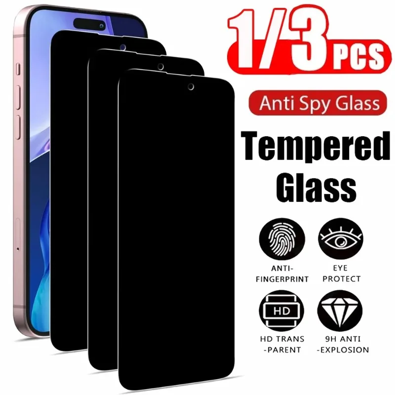 1/3 PCS Protection d'écran en verre trempé anti-espion pour iPhone 17 16 15 14 13 12 11 Pro Max Film anti-regard