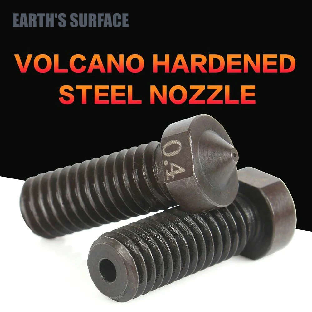 ES-3D Printer Parts V6 Volcano Hardened Steel Mold Steel Nozzles 0.4/1.75mm High Temperature PEEK Filament E3D Hotend J-head 3d printer parts mk7 mk8 steel mold super hard nozzle m6 threaded corrosion resistant 1 75mm for ender 3 cr10 ender 3 pro