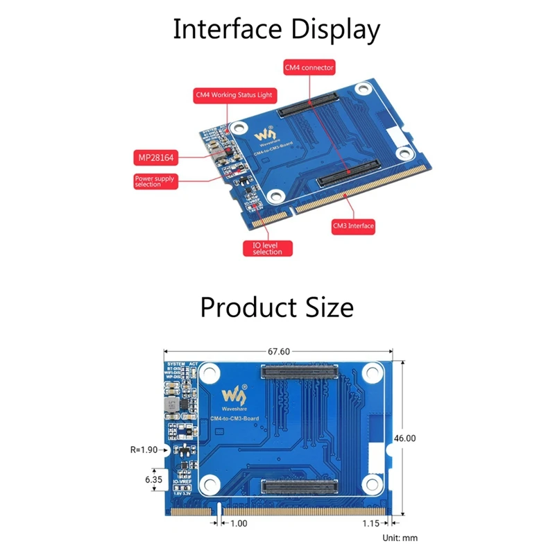 Waveshare   CM4  CM3 Ȯ  Zero-To-CM3-Adapter   CM3 / CM3 + ü ַ