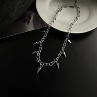 Men Punk Style Rivet Tassel Necklace Women Fashion Geometric Titanium Steel Hip Hop Chain Necklace - Image 4