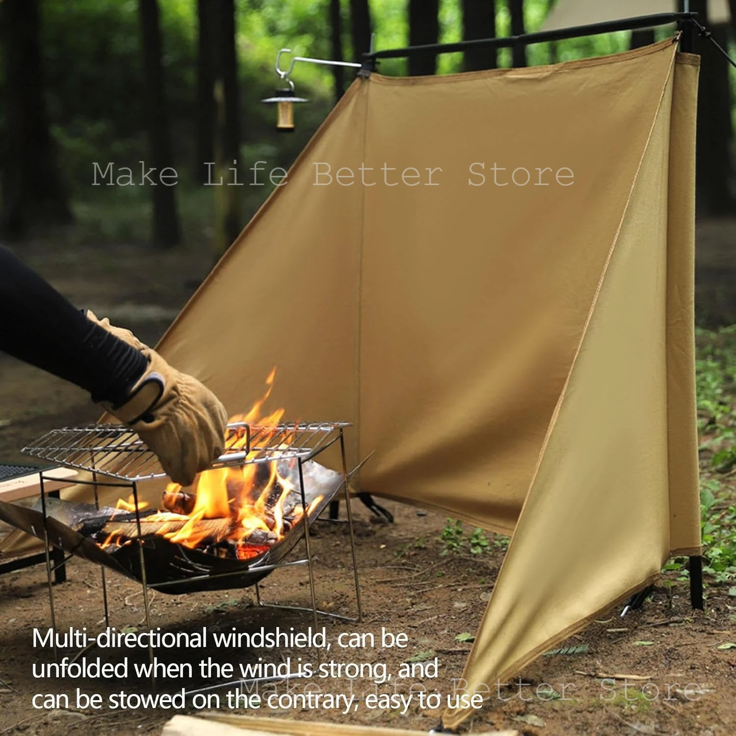 Outdoor Camping Windshield Portable Foldable Windproof Tent Camping Barbecue Windshield Cloth Triangular