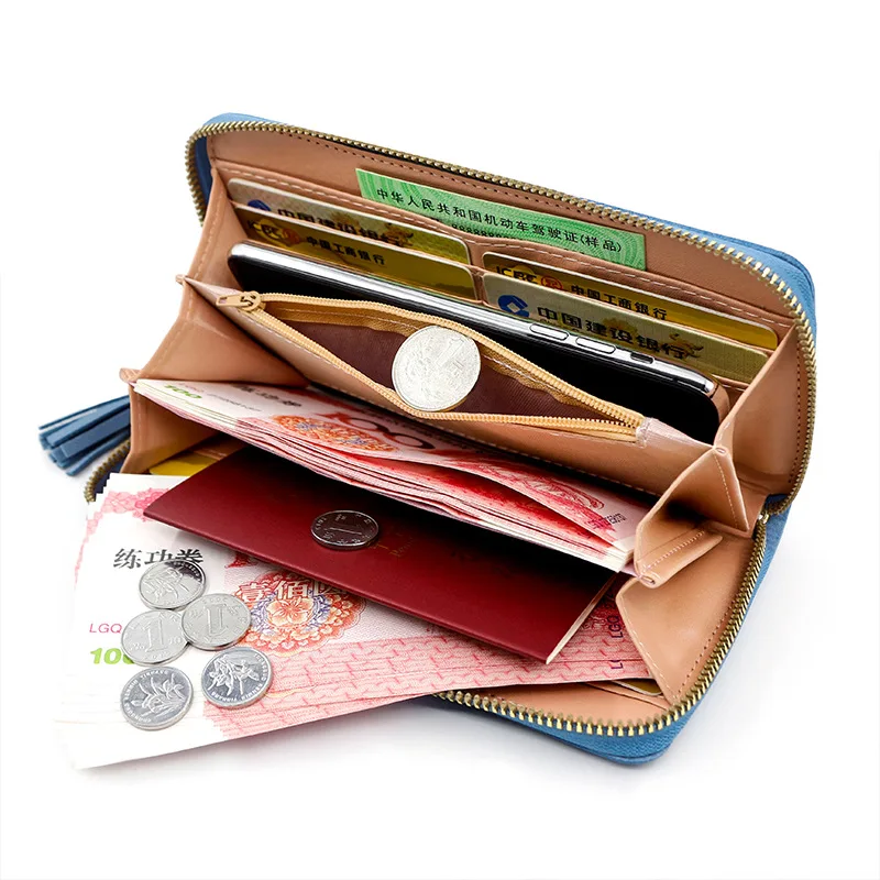 Zipper Money Coin Purse Women Card Holder Long PU Leather Clutch Wallet Large Capacity Lady Wristlet Phone HandBags Money Pocket 4