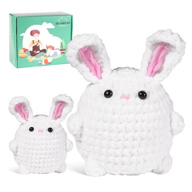

Crochet Kit DIY Rabbit Crochet Kit With Knitting Yarn Needles Plush Doll Easy