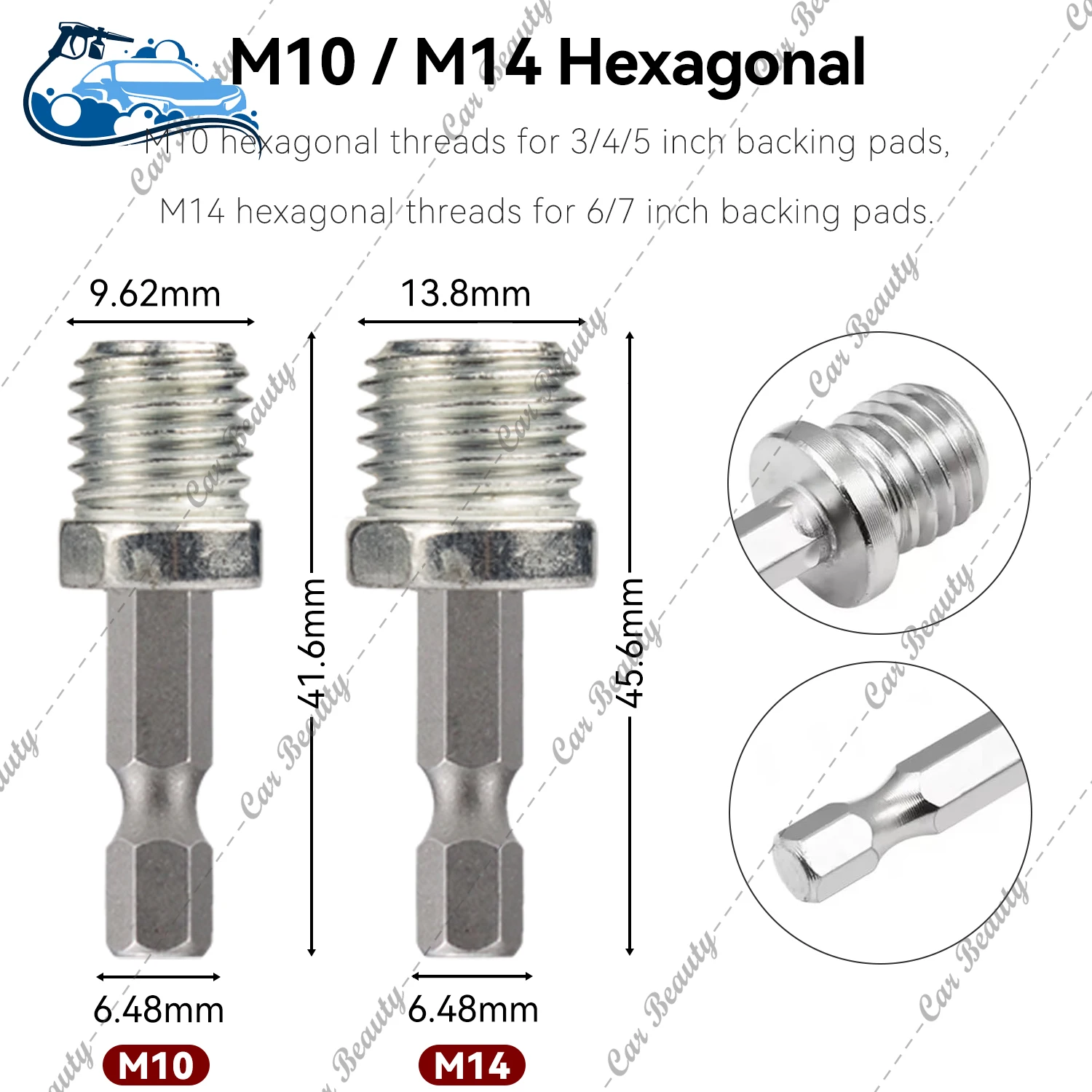 M3 M6 M10 M14 Hex Connecting Adapter Thread Conversion Rod Electric Drill Angle Grinder Screw For Backing Pad Polishing Disc 4