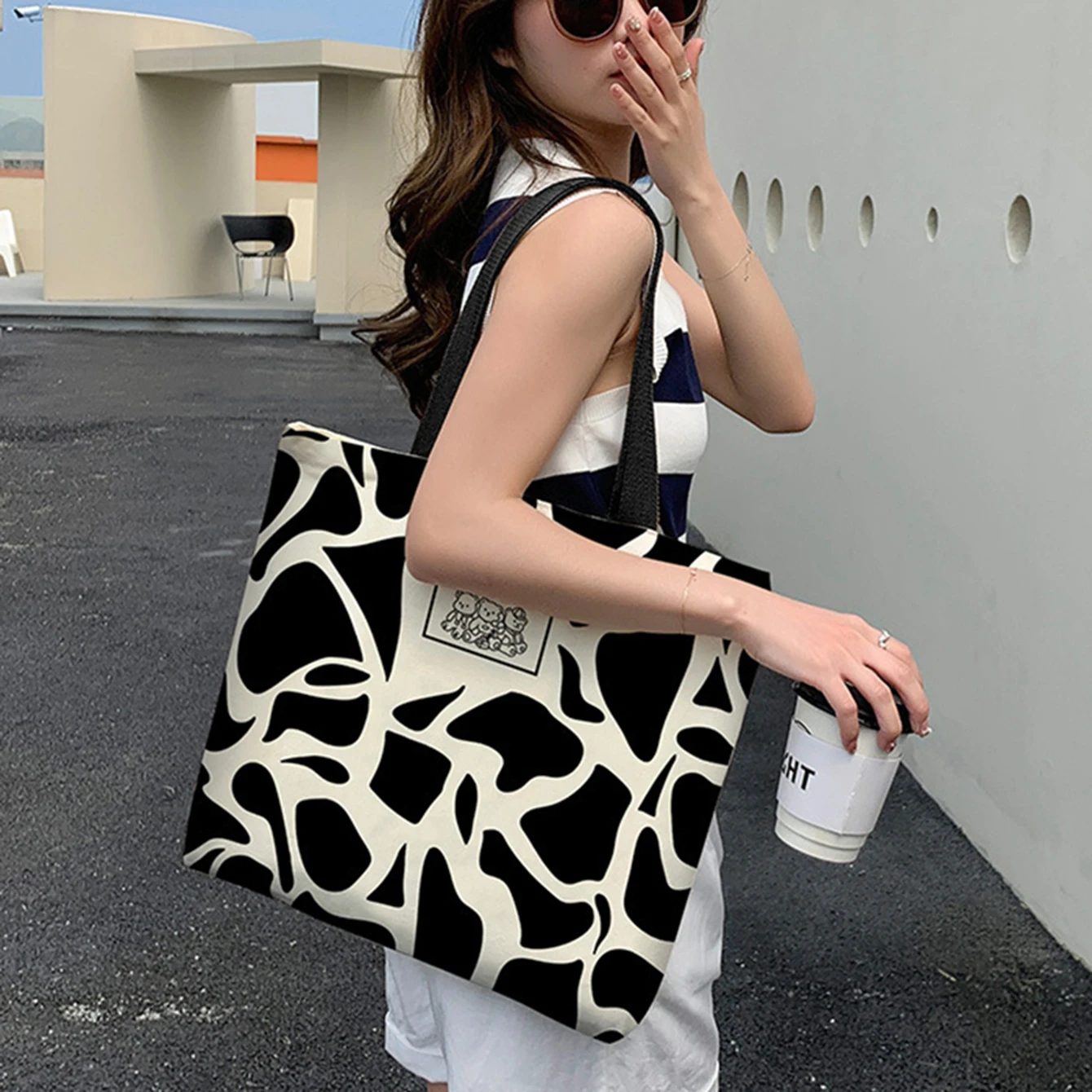 Frauen Damen lässig Segeltuch tasche große Kapazität koreanische Version vielseitig für College-Studenten Shopper Einkaufstasche – Detail 11