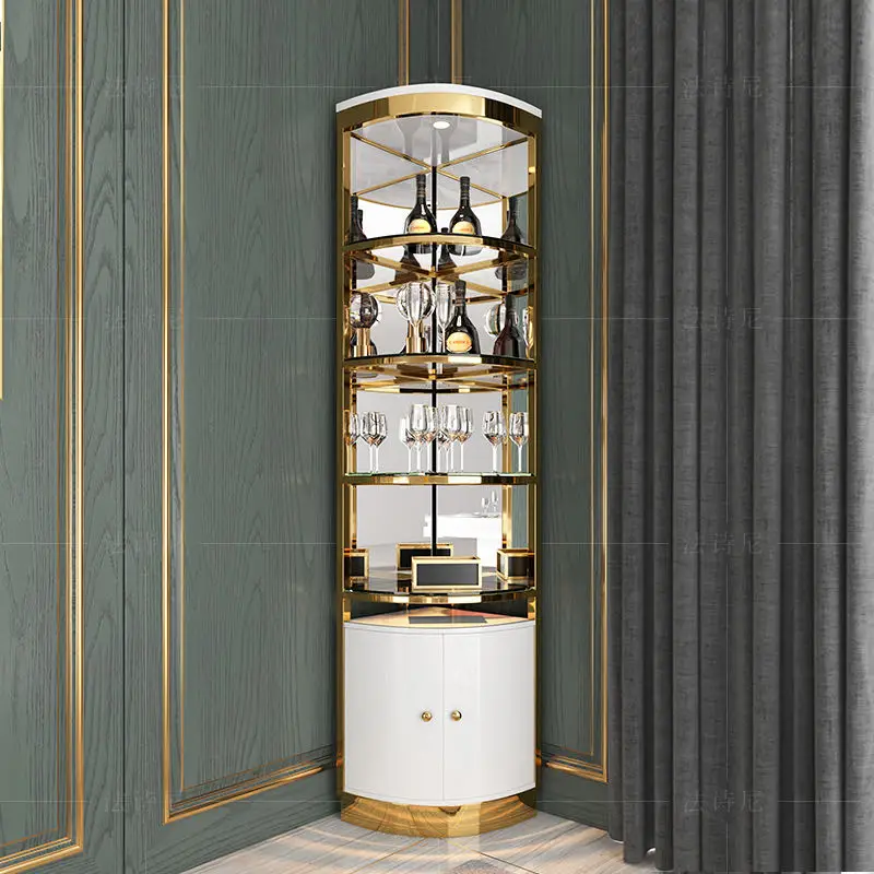 Stainless Steel Wine Rack Display Sideboard Cabinet Glass Opening