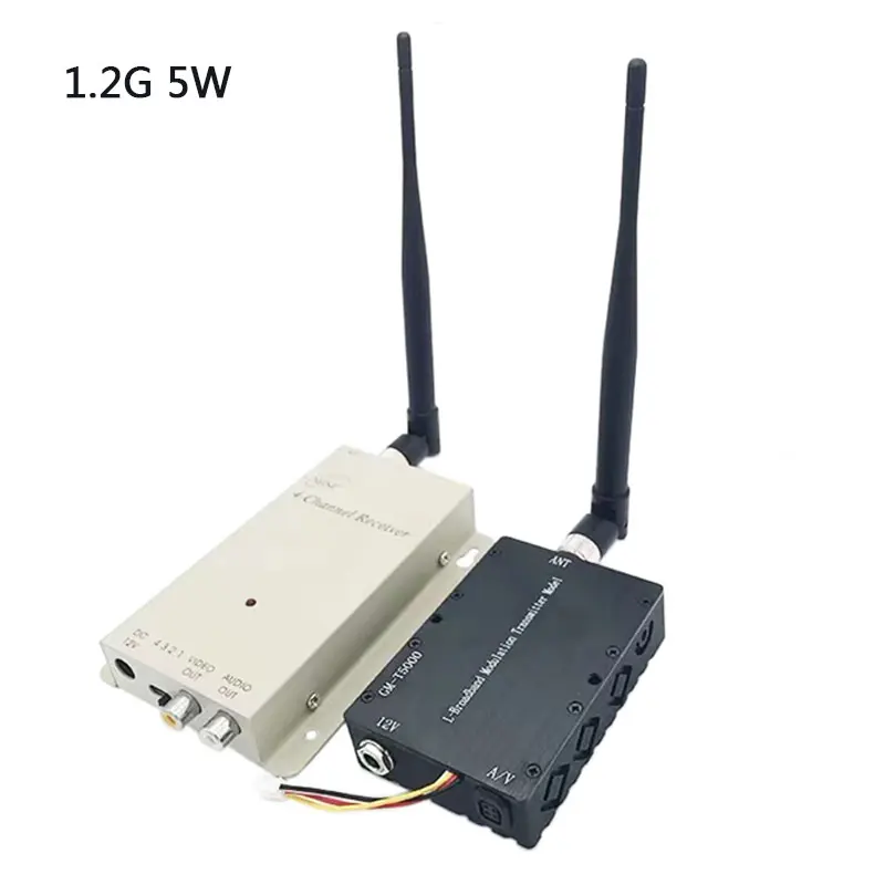 

1.2Ghz 5000mW Transmittion 1.2g 5W Wireless AV Video Audio Transmitter With 1.2G Receiver High Gain Antenna Long Range
