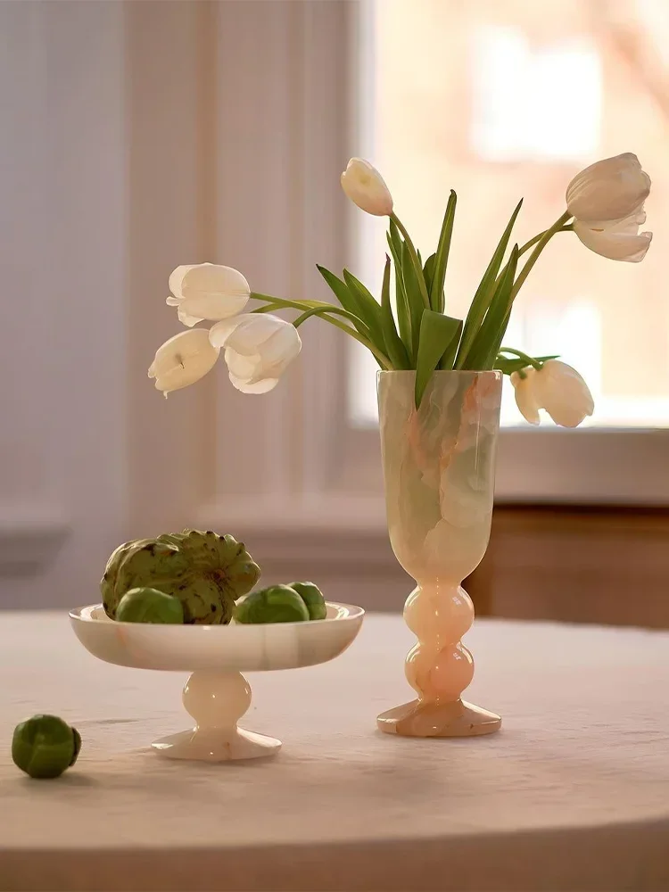 French Natural Onyx Fruit Bowl Vase Marble Tray Home Decoration 2