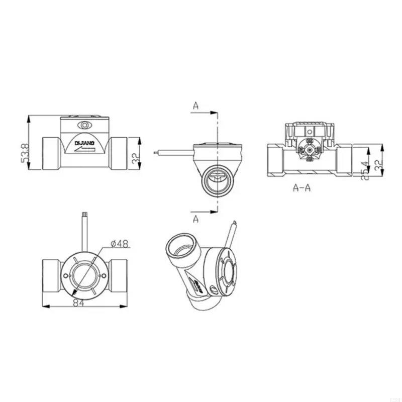 E28F DN20 Water Flow Hall Stream Sensor Switches Flow Meter 10-150L/min For Industrial Turbines DC5-24V Wire Connection