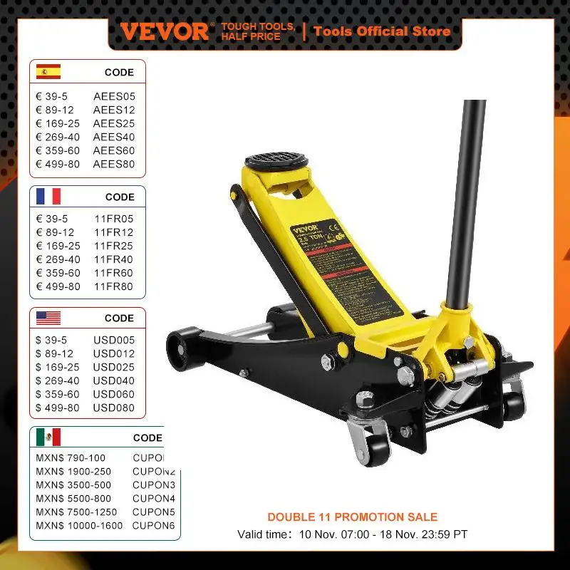 VEVOR Car Jack 2.5-4Ton Floor Jacks Heavy-Duty Steel Racing Jack W/ Dual Pistons Quick Lift Pump Tire Change Lifting Repair Tool