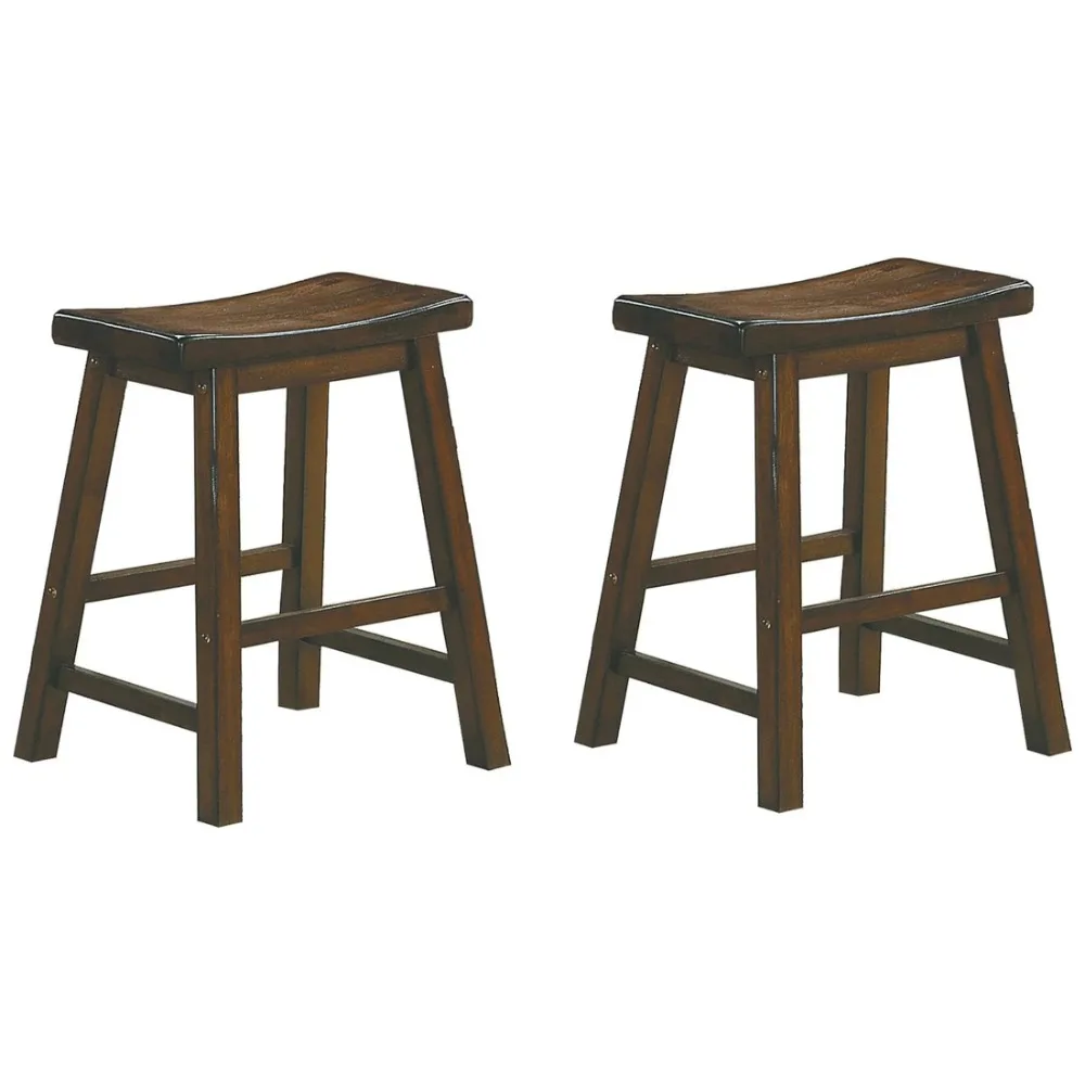 

Wooden Saddle Dining Height Stool (Set of 2), 18", Cherry Color