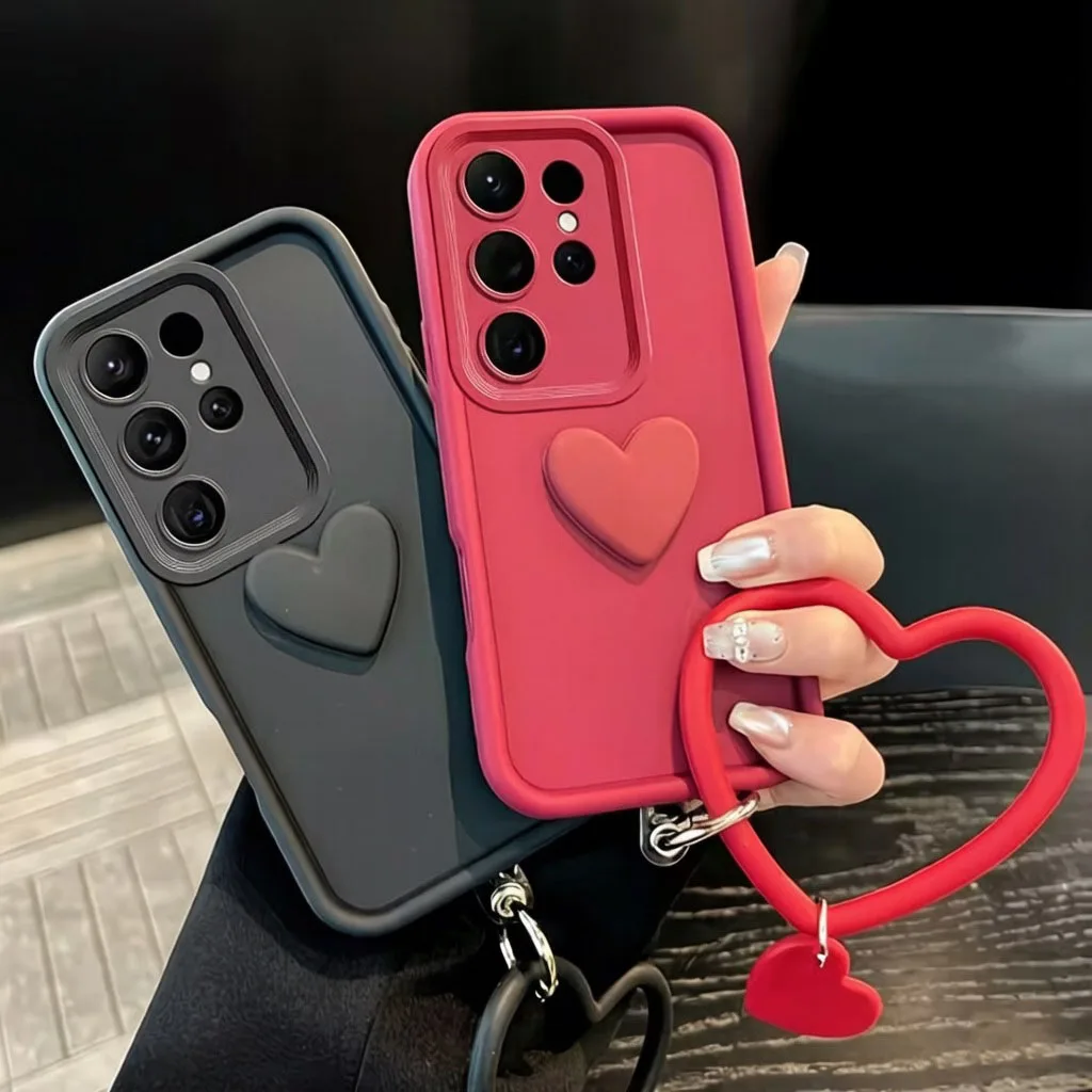 Charming 3D Love Heart Bracelet Silicone Phone Case