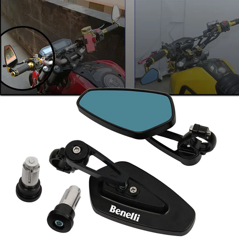 

For Benelli Leoncino 250 500 800 Motorcycle 22mm 7/8"Aluminum Alloy Bar Grips End Rearview Side Mirrors