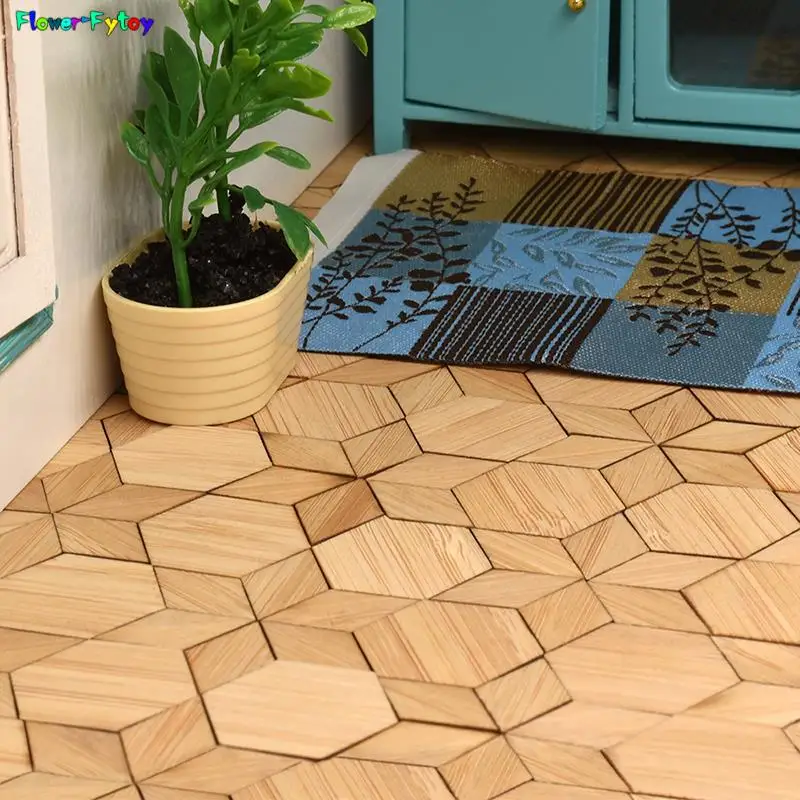 

Миниатюрная напольная плитка для кукольного домика, 48 шт./1 комплект, 1/12, 3D наклейки на стену, деревянный пол для кукольного дома, гостиной, спальни, Декор