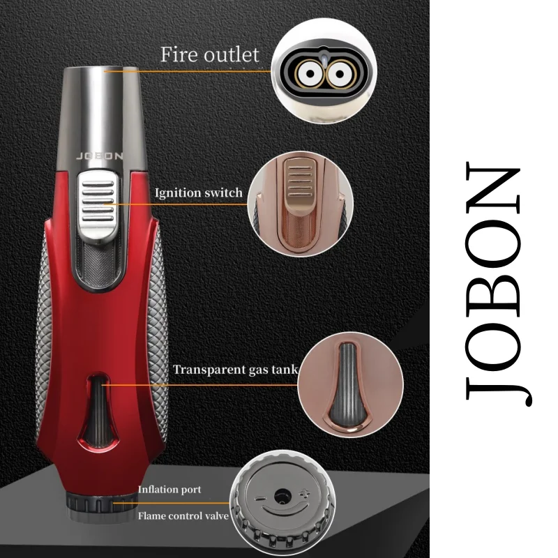 JOBON Metal Lighter Powerful Jet Flame Home Ignition Inflatable Lighter Outdoor Windproof Camping Men's Cigar Lighters