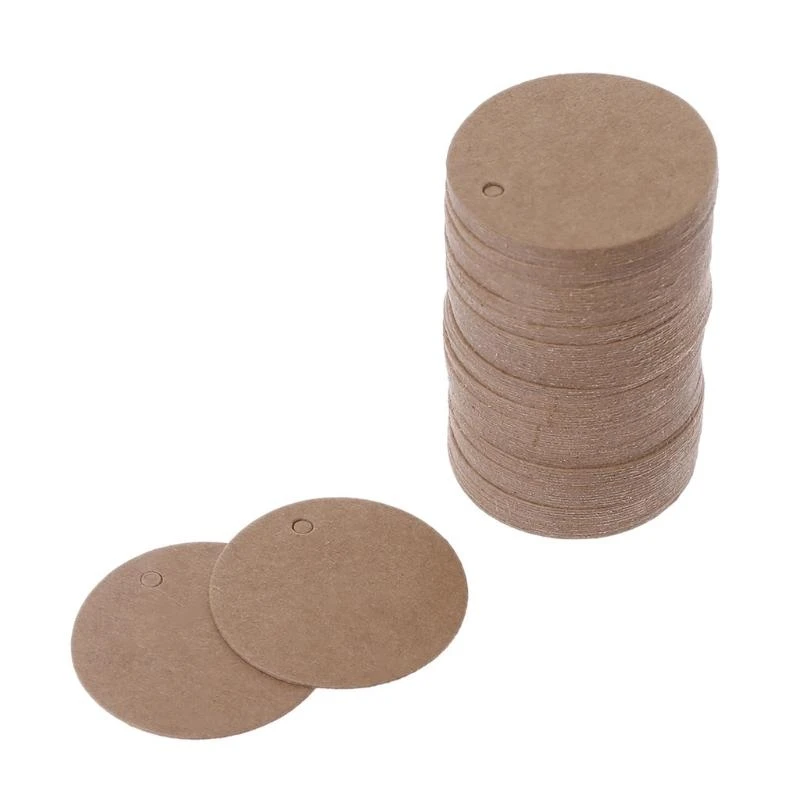 y3na 100x blank kraft 종이 행 태그 웨딩 파티 선호 레이블 가격 선물 카드 3.5cm