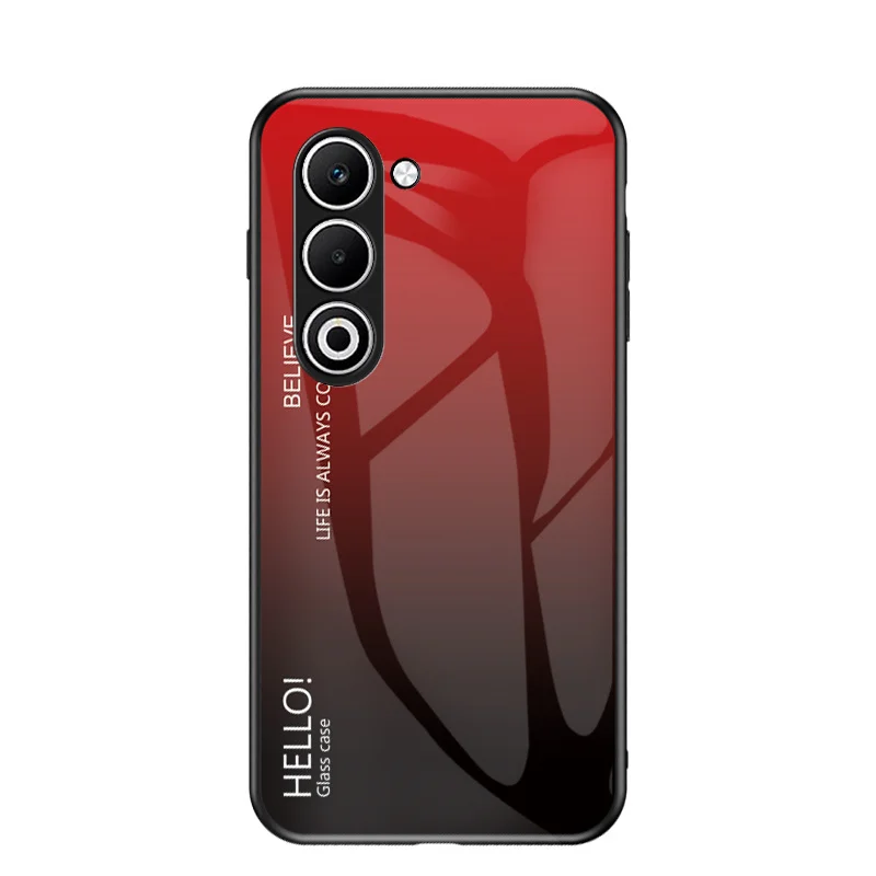 Shockproof Gradient Tempered Glass Phone Case with Silicone Bumper