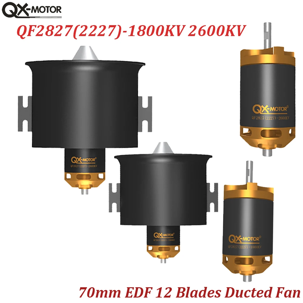 

Qx-Motor 12 Blades Ducted Fan 70mm EDF QF2827 Brushless Motor 1800 /2600 KV for RC aircraft model Parts