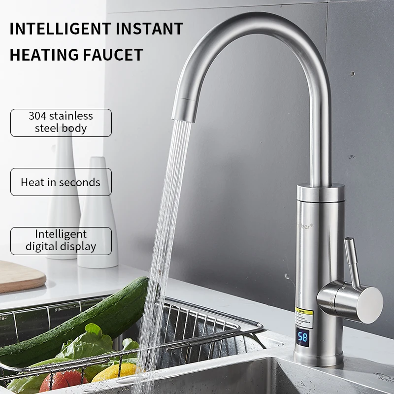 Wasserhahn 3C/CE 304 Robinet Stainless Steel Heating Mixer Tap Instant Electric Water Heater Faucet  With Digital Display wasserhahn 3c ce 304 robinet stainless steel heating mixer tap instant electric water heater faucet with digital display