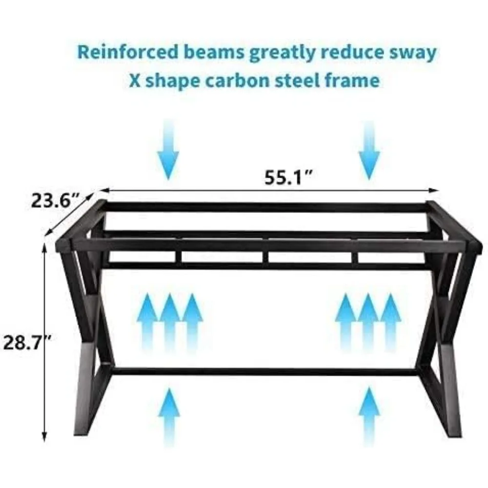 Computer Desk Home Office Desks, 55.1 Inch Modern Simple Office Black Glass Desk Computer Table Study Gaming Writing Desk, Fash 2