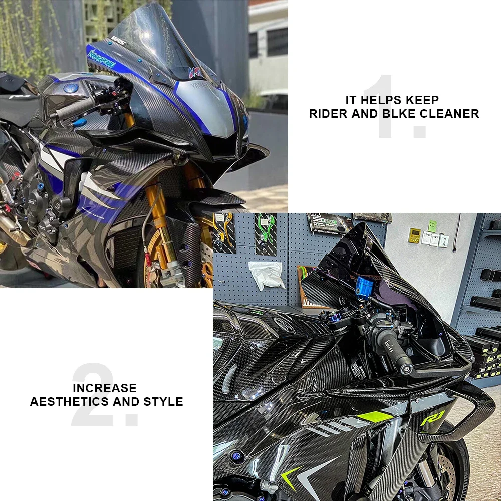 100% Carbon Fiber Motorcycle Fixed Wing Spoiler For Yamaha YZF - Main Image