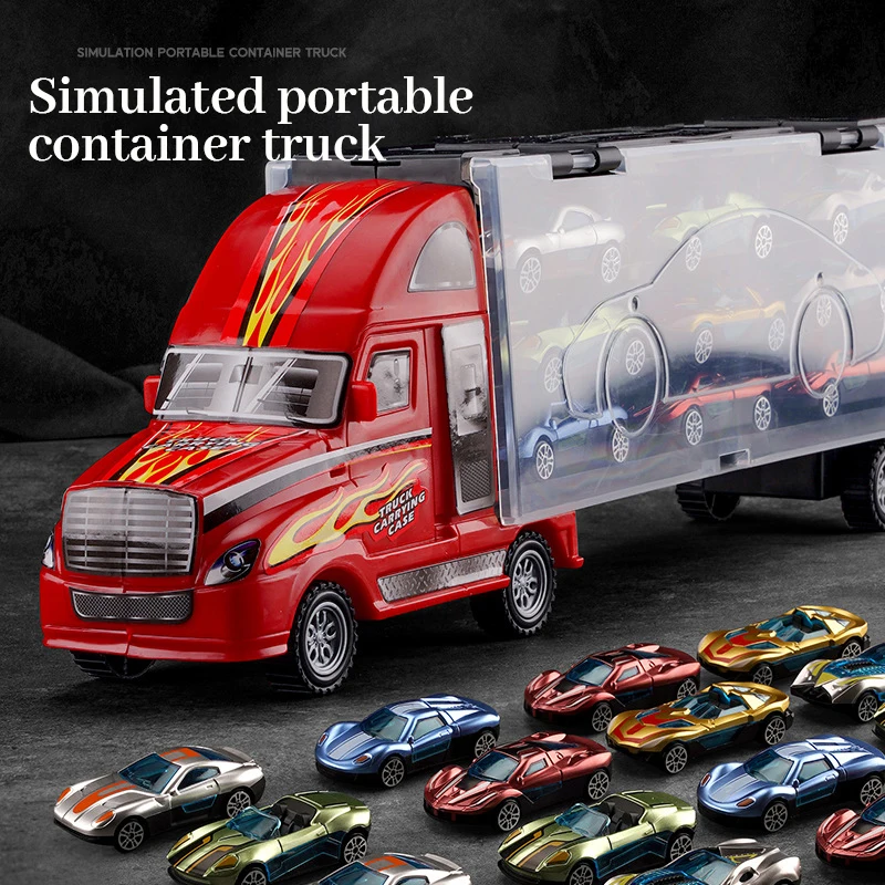 

Big Truck Vehicles Toys Big Transport Car Container Carrier With Mini Diecast Cars Model Toys For Children Boys Birthday Gifts
