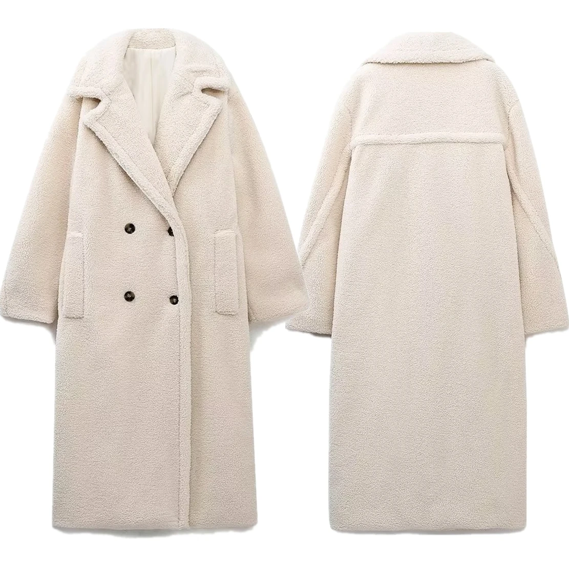 Withered Winter British fashion Trench Coat Eelgant Beige Women's Retro Trousers Woolen Coat Jacket Women