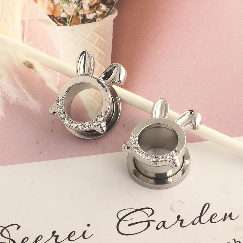 Skull Bunny Pendant Ear Plugs Ear Tunnels Stretcher Screw-fix Gauges Stainless Steel Piercing Ear Expander GaugesJewelry