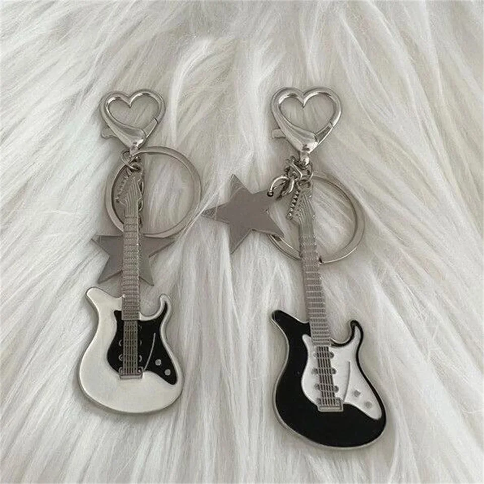 ARHZ 2 Pièces Y2K Porte-Clés Couple De Guitare,Punk Porte Clef