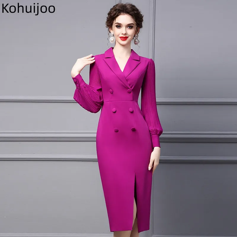 

Kohuijoo High End Dresses Women Designers Runway 2023 Spring Autumn Fashion New Elegant Bodycon Dress Split Formal Pencil Dress