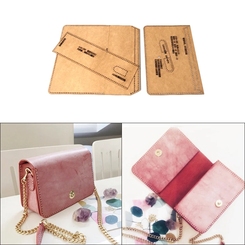 1Set DIY Kraft Paper Template Fashion Messenger Bag Leather Craft Pattern DIY Stencil Sewing Pattern 18X12.5cm leather craft template sewing template
