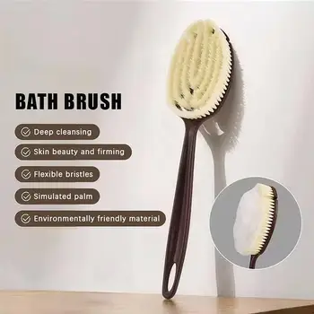 ● 1 spazzola per massaggio corpo 2 in 1 con manico lungo, spazzola per la schiena con setole naturali di cocco, spazzola da bagno per uso a secco e bagnato