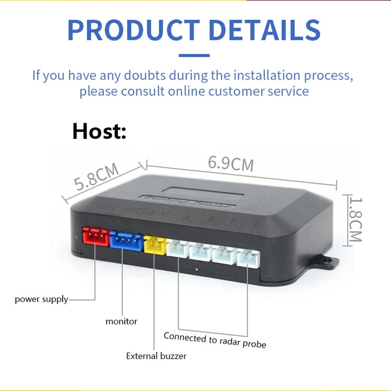Parking Sensor Car Reverse Radar Kit Vehicle Parking Sensor System with 4 Sensors Backup Radar with LED Distance Display Beep alarm