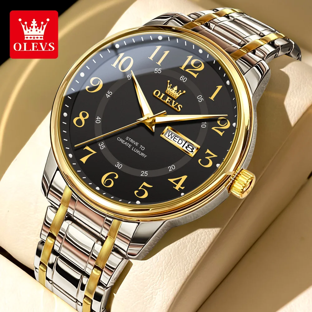 ساعة يد أوليفس-ساعة يد كوارتز للرجال ، شاشة تقويم...