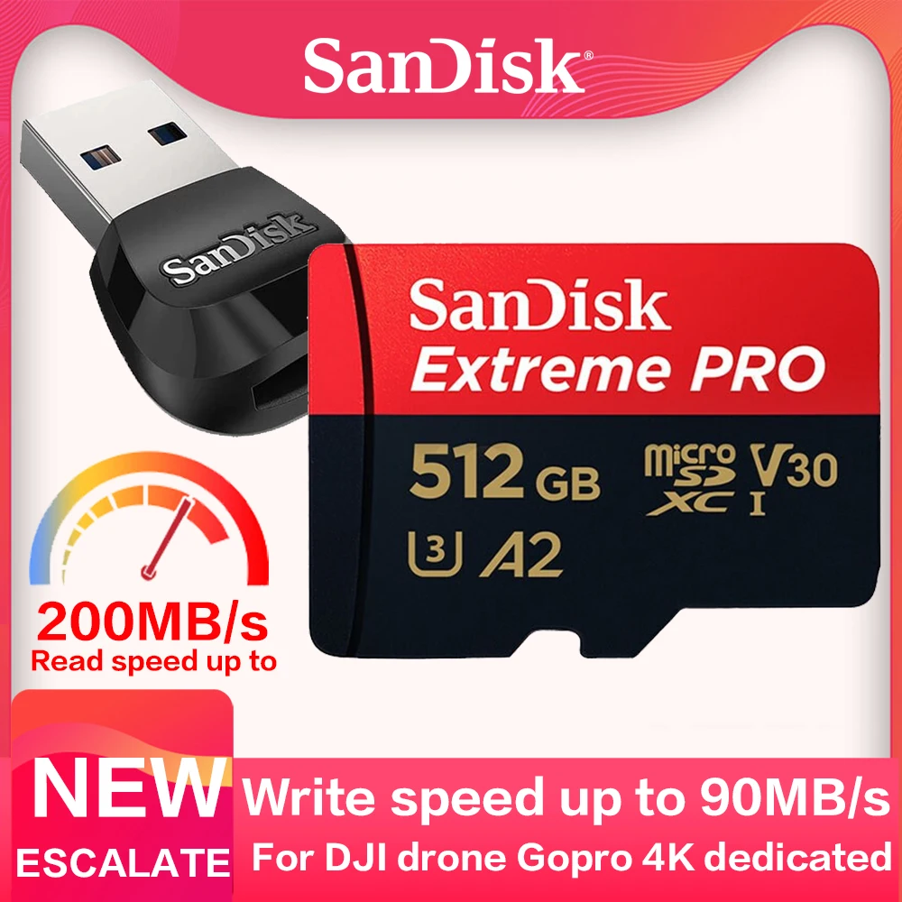Sandisk Extreme Pro Card 64gb 128gb 256gb A2 Class 10 Uhs-i U3 512gb 1tb  Max Speed Reading 200mb/s V30 Micro Sd Card Memory Card - Memory Cards -  AliExpress