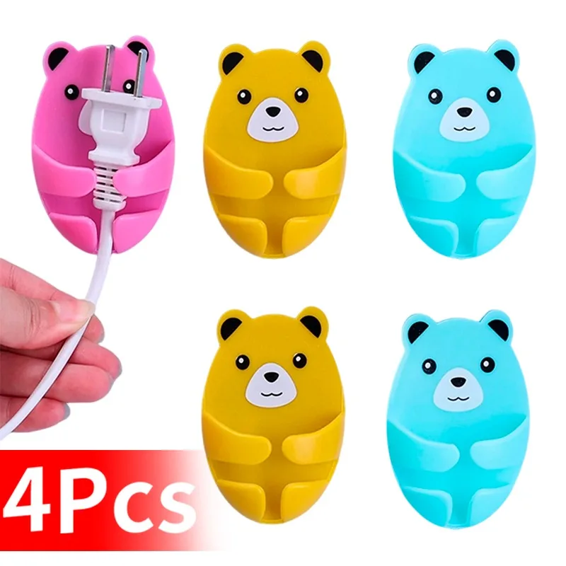 

Wall Storage Hook Bear Plug Bracket Punch-free Power Plug Socket Holder Kitchen Stealth Hook Wall Self-Adhesive Hanger Bathroom