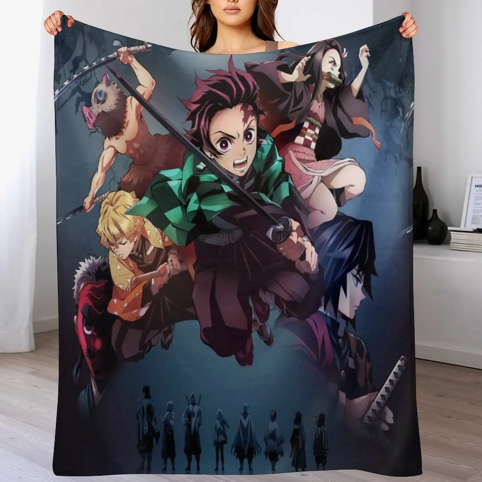 Demon Antistatic Soft Blankets & Throws Blanket Slayer Fluffy Decorative Anime Custom Fleece 4