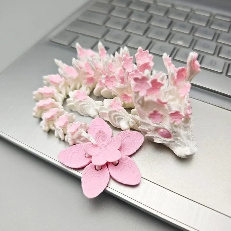 3D Printed Cherry Blossom Dragon Movable Joint Articulated Dragon Action Figures Home Office Desktop Ornament Birthday Gifts 4