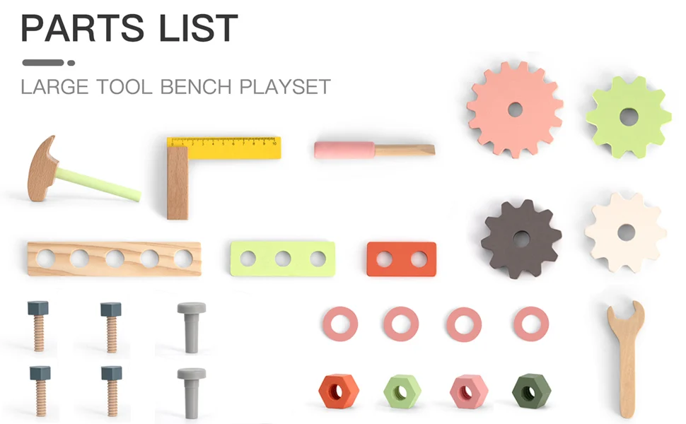 Wooden Tool Bench Set for Kids