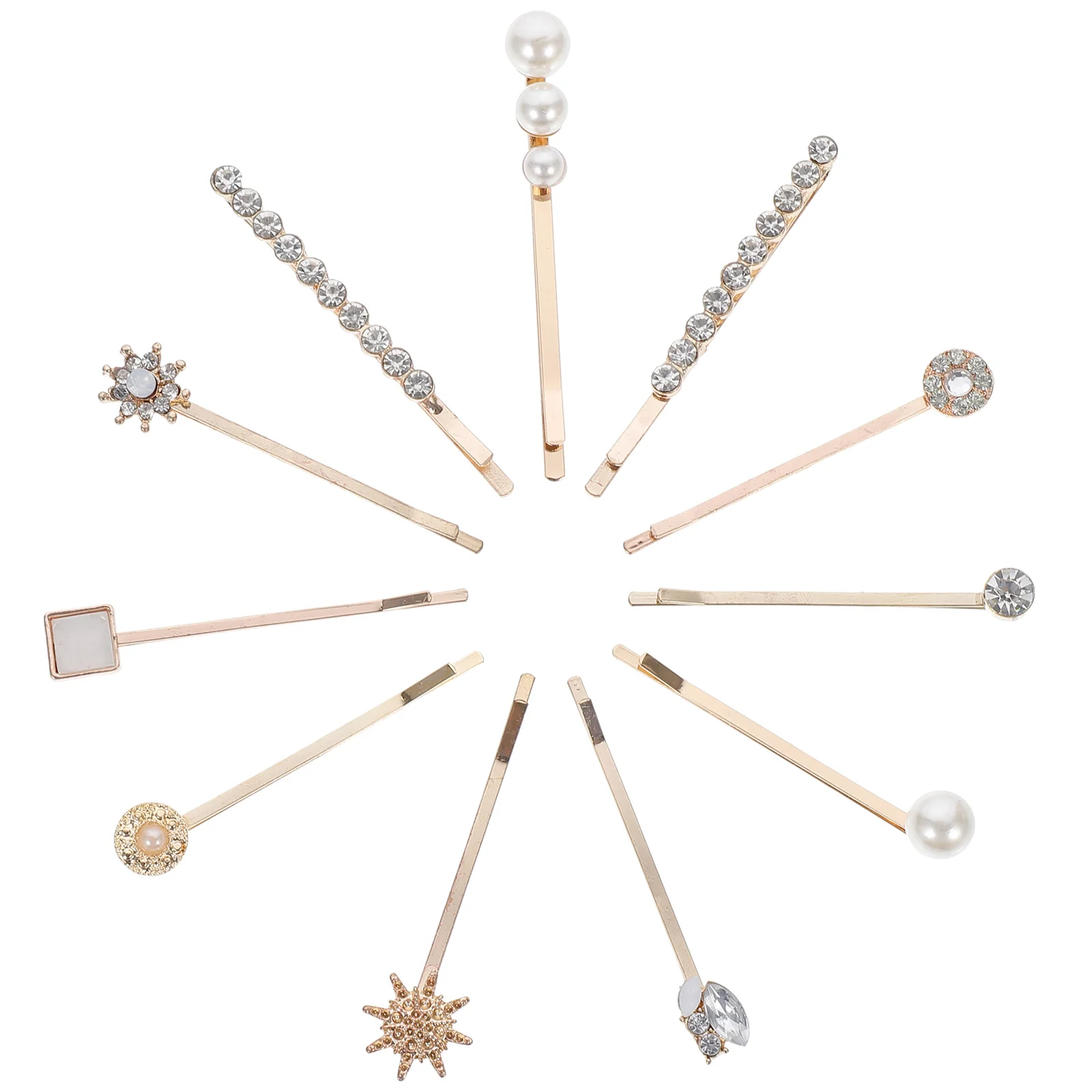 

11 Pcs Gold Rhinestones Hair Barrettes Crystal Women Pin Girl Clip Hairpin Bride