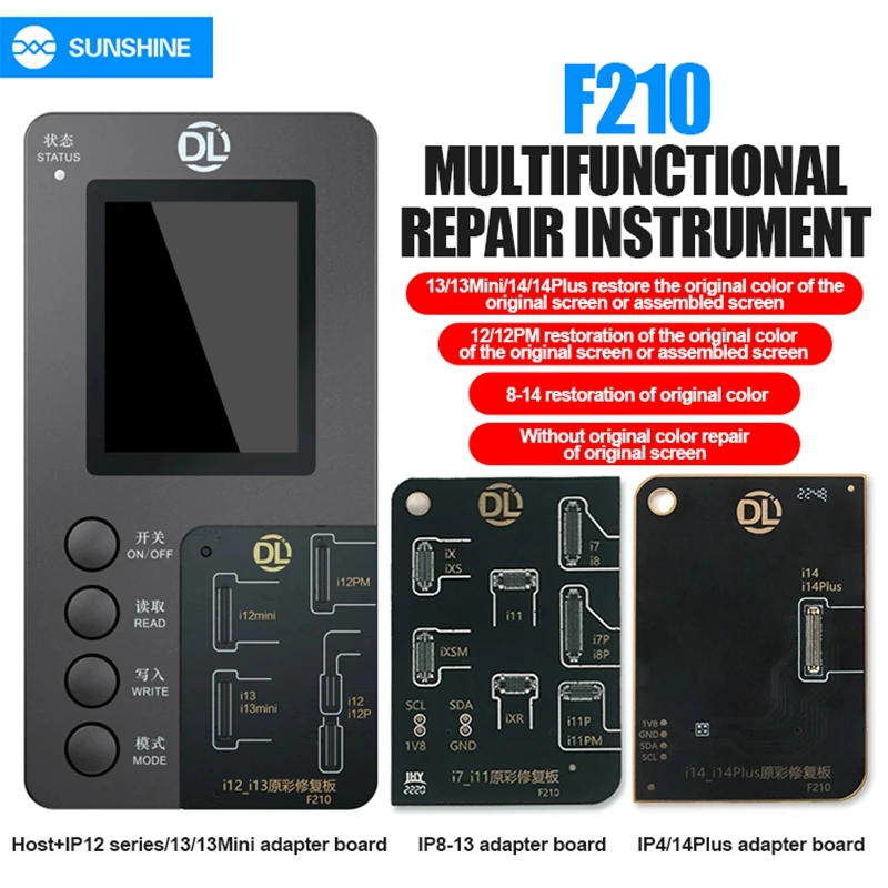 DL F210 True Tone Recovery Programmer For iPhone 8~13/mini XS 11/12 14/14 Plus LCD Original Copy Display Original Color Recovery new dl f210 multifunctiontrue tone recovery programmer for iphone 8 13 mini lcd original copy display original color recovery