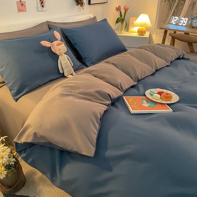 غطاء لحاف أحادي اللون لمضاعفة و ملكة ، مضاد للسوس...