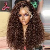 13x4 vague profonde chocolat brun perruques de cheveux humains sans colle 13x6 Hd dentelle frontale perruque pré plumée vietnamien cheveux humains bouclés perruques 1