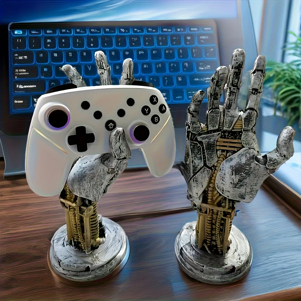 Futuristic Cyberpunk Mechanical Arm - 3-in-1 Game Controller Stand & Ergonomic Desktop Decor