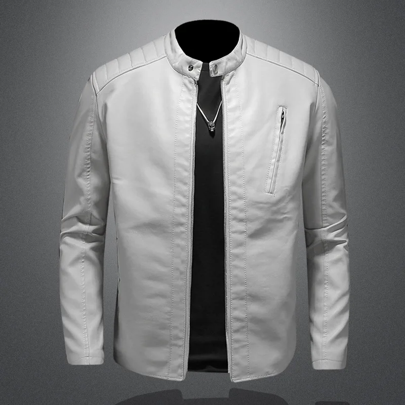 

Autumn Oversized Standing Collar Leather Jacket for Men's Outerwear Trend Slim Fit Men's Casual Motorcycle Jacket Leather Jacket