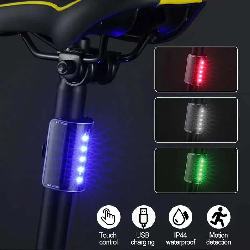 SmartBikeTailLightUSBRechargeableRearLightsCyclingSafety