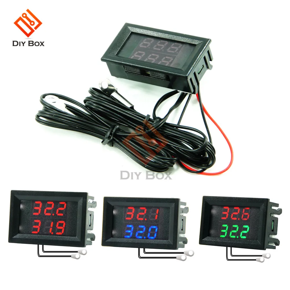 

DC 4V-28V Mini Dual Display Digital Thermometer W/ Dual NTC Waterproof Metal Probe Temperature Sensor Tester for Car Room Indoor