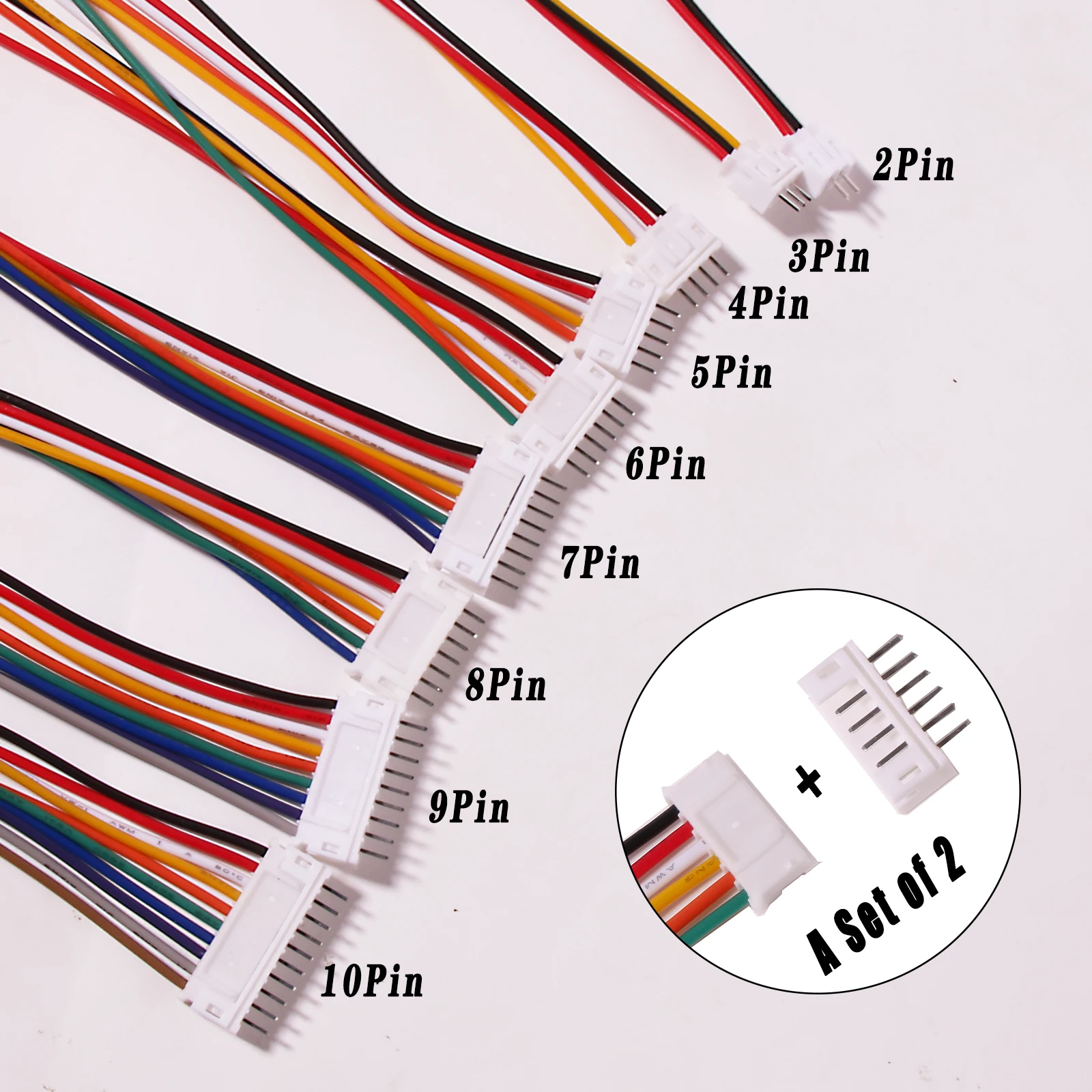 JST PH 2.0 Connector Male Female 2pin/3pin/4pin/5pin/6pin/7p/8p/9p/10p Plug With Terminal 200mm Wires Cables Socket 10/20sets