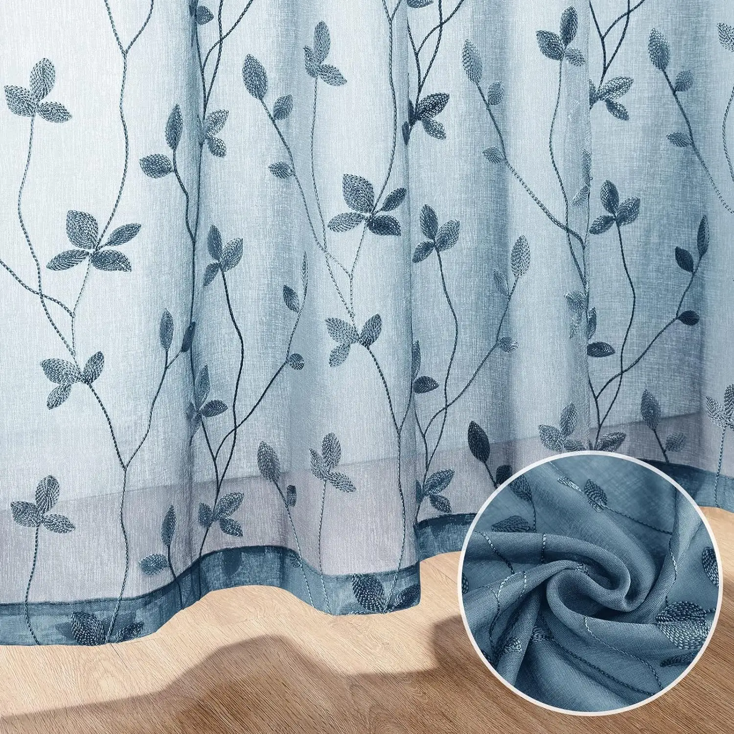 Embroidered Curtains with Transparent and Simple Embroidery for Bedroom and Living Room Decoration Curtains 3