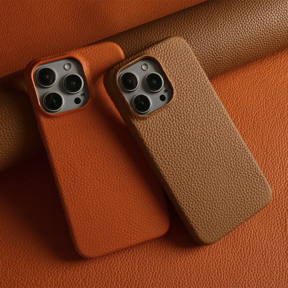 Luxury Full Grain Leather Shockproof Phone Case - Elegant Back Cover